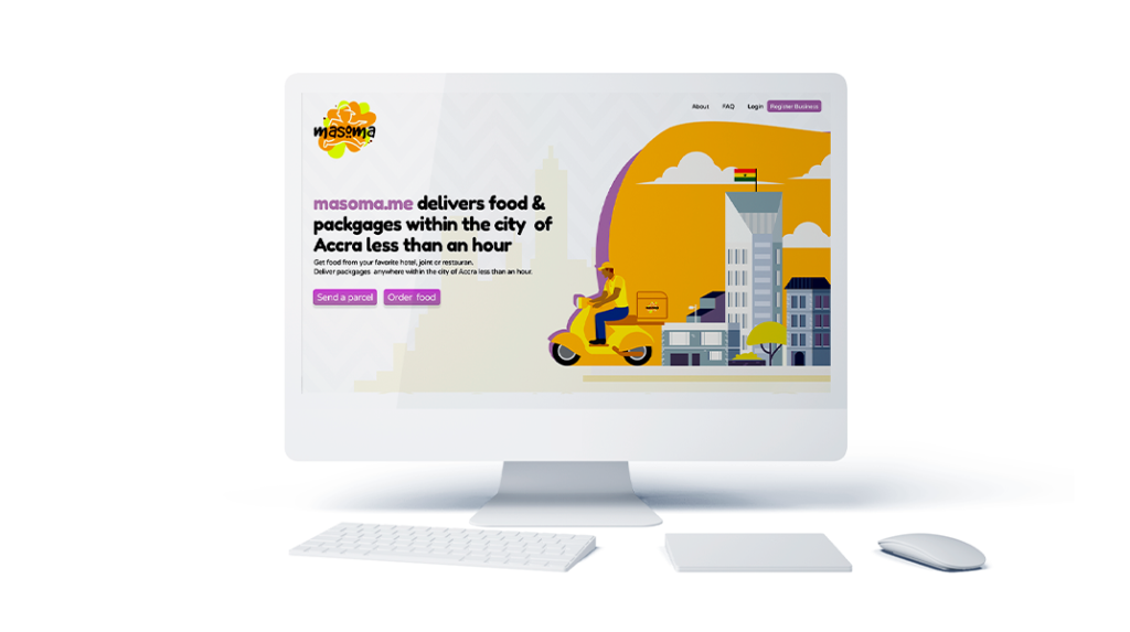 Masoma.me Ghana delivery platform UI/UX web